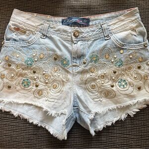 Extravaganzza Embellished Denim Shorts Y2K